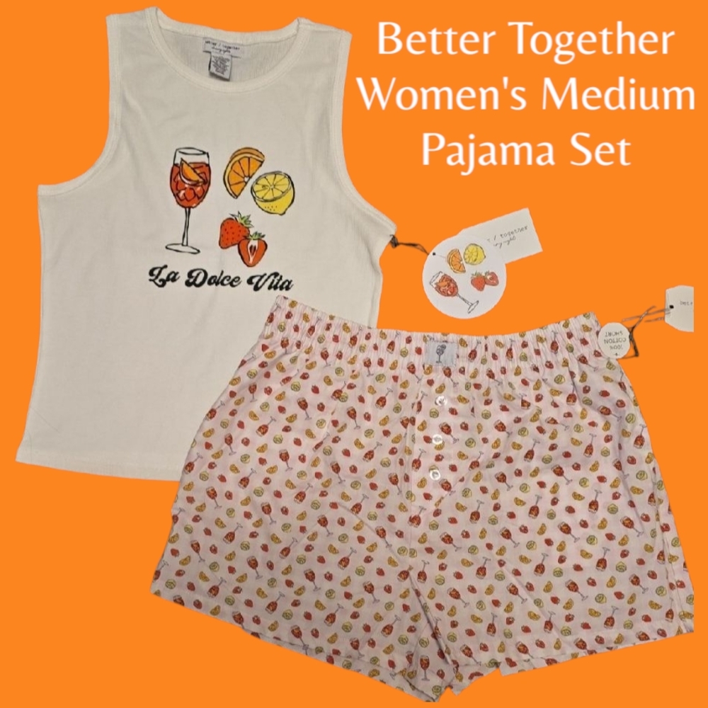 Better Together Tank Top & Boxers Pajama Set Intimates & Sleepwear Medium Nwt